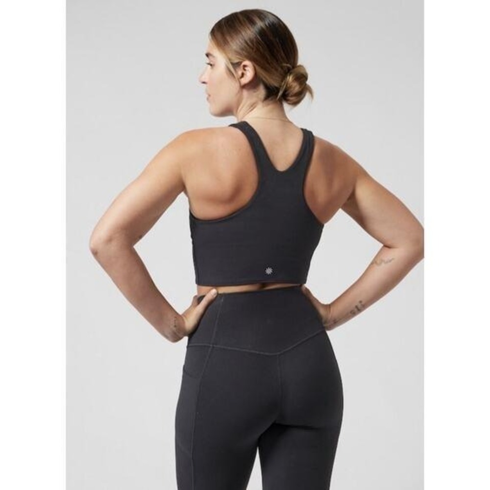 Athleta Conscious Crop‎ Tank Black High Neck Racerback Sports Bra Top Womens L